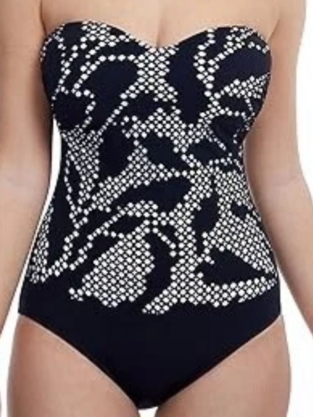 Gottex - Strapless Black & White Patterned One-Piece Swimsuit